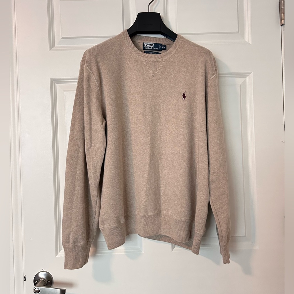 Polo Ralph Lauren beige Crewneck Sweater with classic embroidered logo